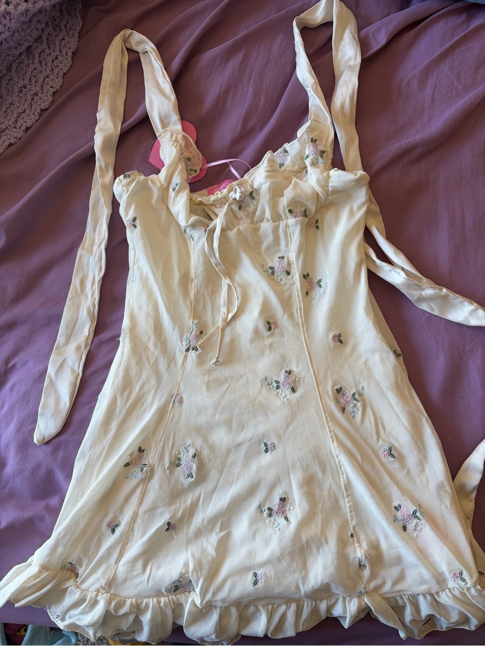 Delicate Cream Floral Embroidered Dress